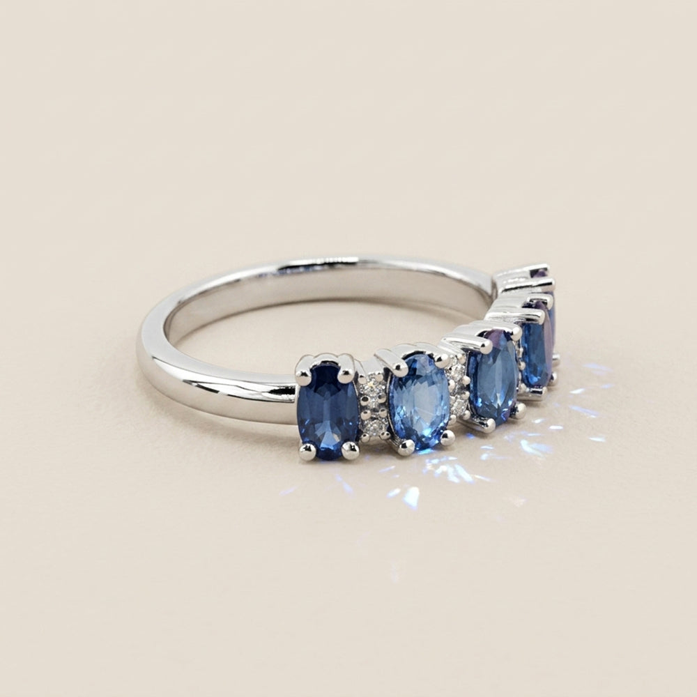 Churumbela Camila con Zafiros y Diamantes en Oro Blanco de 14K