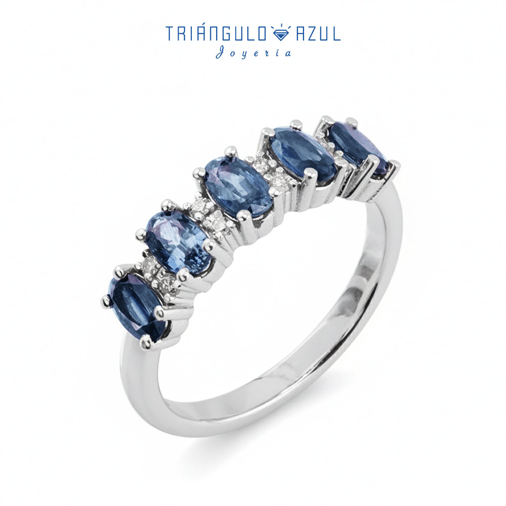 Churumbela Camila con Zafiros con 1.50 CTS Total Y Diamantes con 0.08 CTS Total en Oro Blanco de 14K