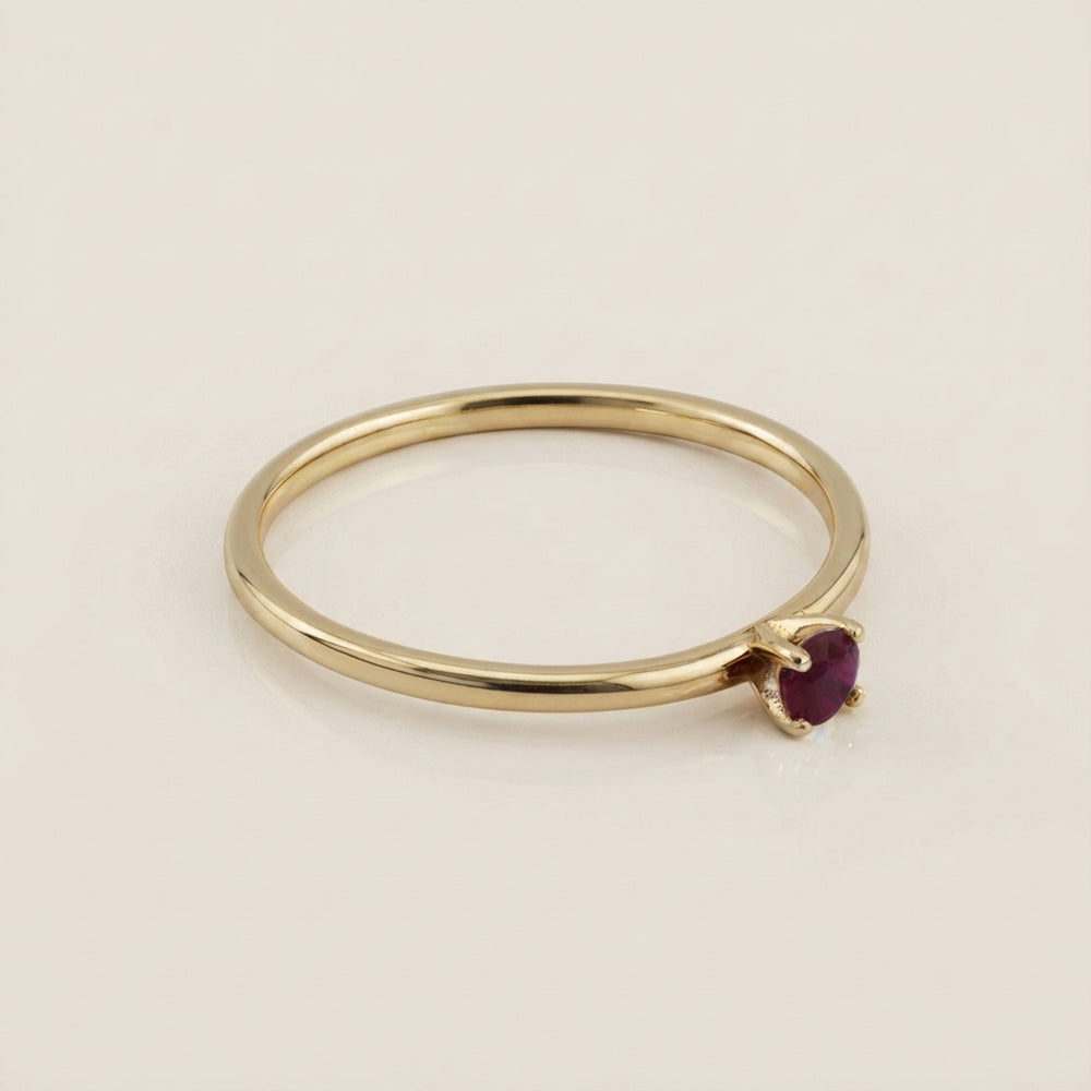 Anillo Cóctel con Rubí en Oro Amarillo de 14K
