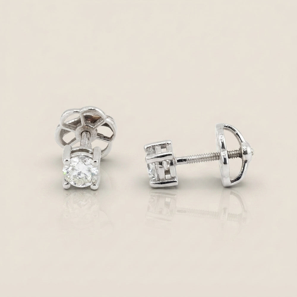 Broqueles con Diamantes en Oro Blanco de 14K