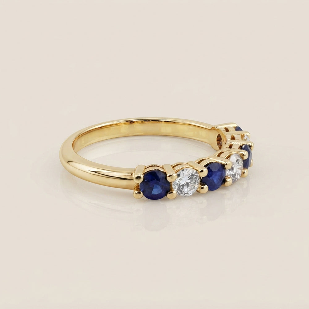 Churumbela Andrea con Zafiros y Diamantes en Oro Amarillo de 14K
