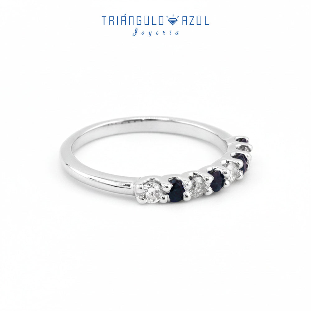 Churumbela U de Zafiros con 0.25 CTS y Diamantes con 0.20 CTS Total en Oro Blanco de 14K