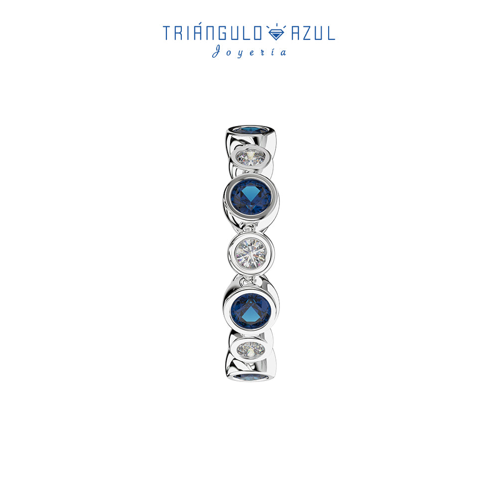 Churumbela de Zafiros con 1.02 CTS Total y Diamantes Bicelados con 0.27 CTS Total en Oro Blanco de 14K