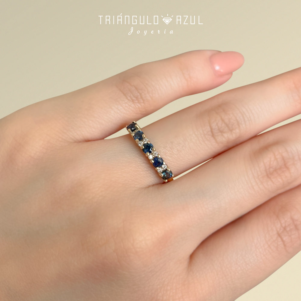 Churumbela Isabel de Zafiros de 0.63 CTS Total y Diamantes de 0.8 CTS Total en Oro Amarillo de 14K