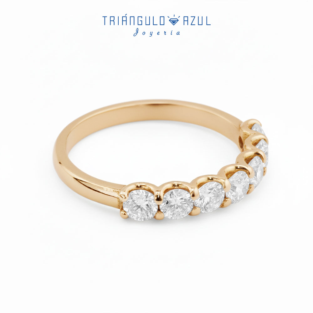 Churumbela Tipo U de Diamantes con 0.90 CTS Total en Oro Amarillo de 14K