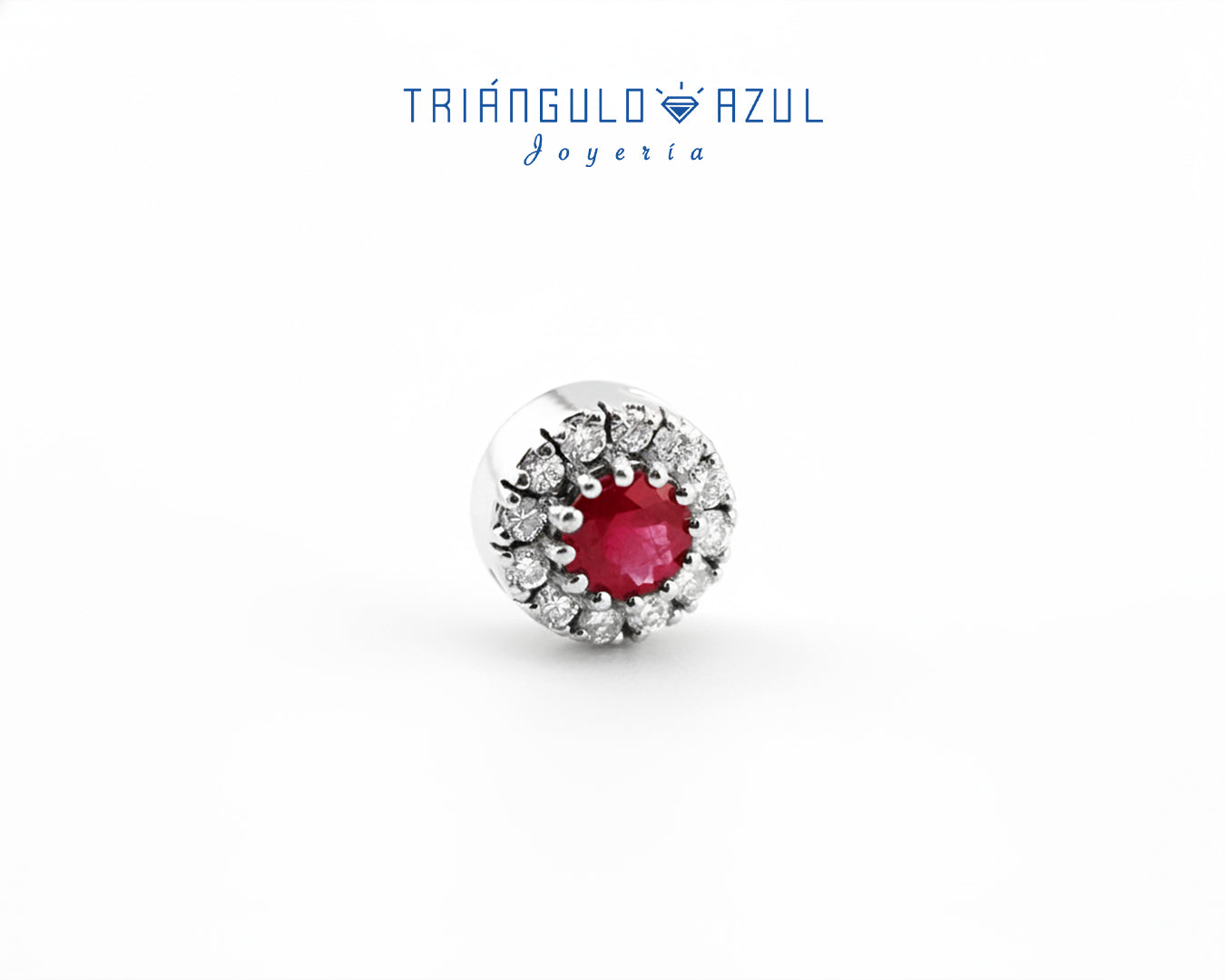 Dije a Juego de Rubí con 0.24 CTS y Diamantes con 0.13 CTS Total en Oro Blanco de 14K