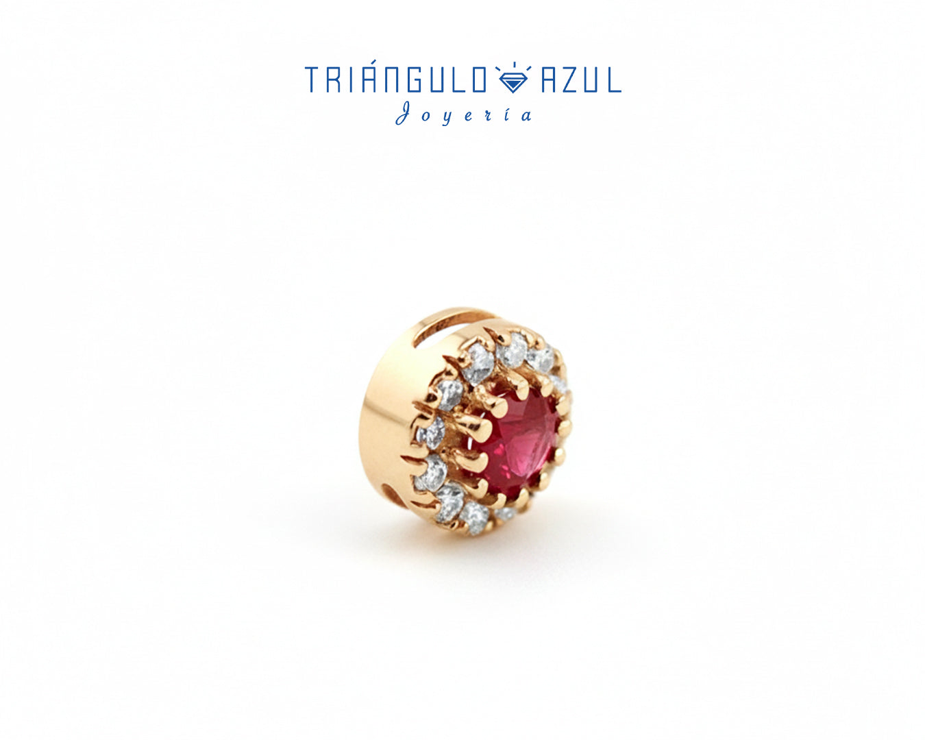 Dije a Juego de Rubí con 0.24 CTS Total y Diamantes con 0.13 CTS Total en Oro Amarillo de 14K