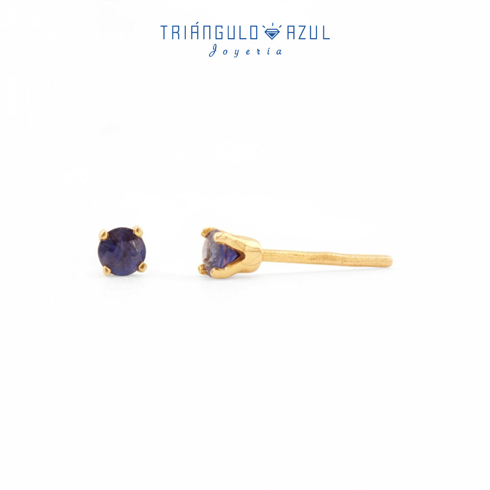 Broqueles Bebe con Zafiros con 0.24 CTS Total en Oro Amarillo de 14K