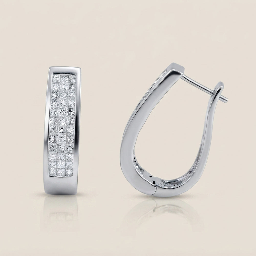 Aretes Huggie Pave con Diamantes en Oro Blanco de 14K