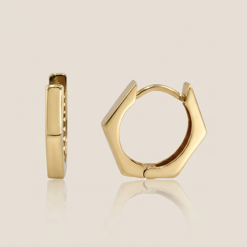 Aretes Hexagonales en Oro Amarillo de 10K
