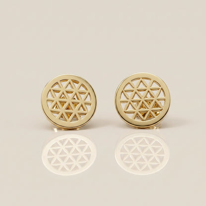 Aretes Flor de la Vida en Oro Amarillo de 10K