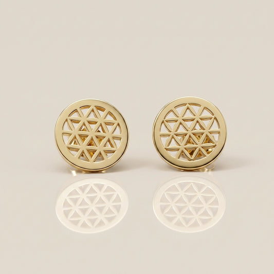 Aretes Flor de la Vida en Oro Amarillo de 10K