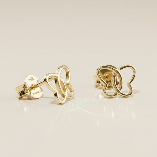 Aretes Mariposa Calado en Oro Amarillo de 10K