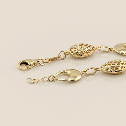 Pulsera Peras Caladas en Oro Amarillo de 14K