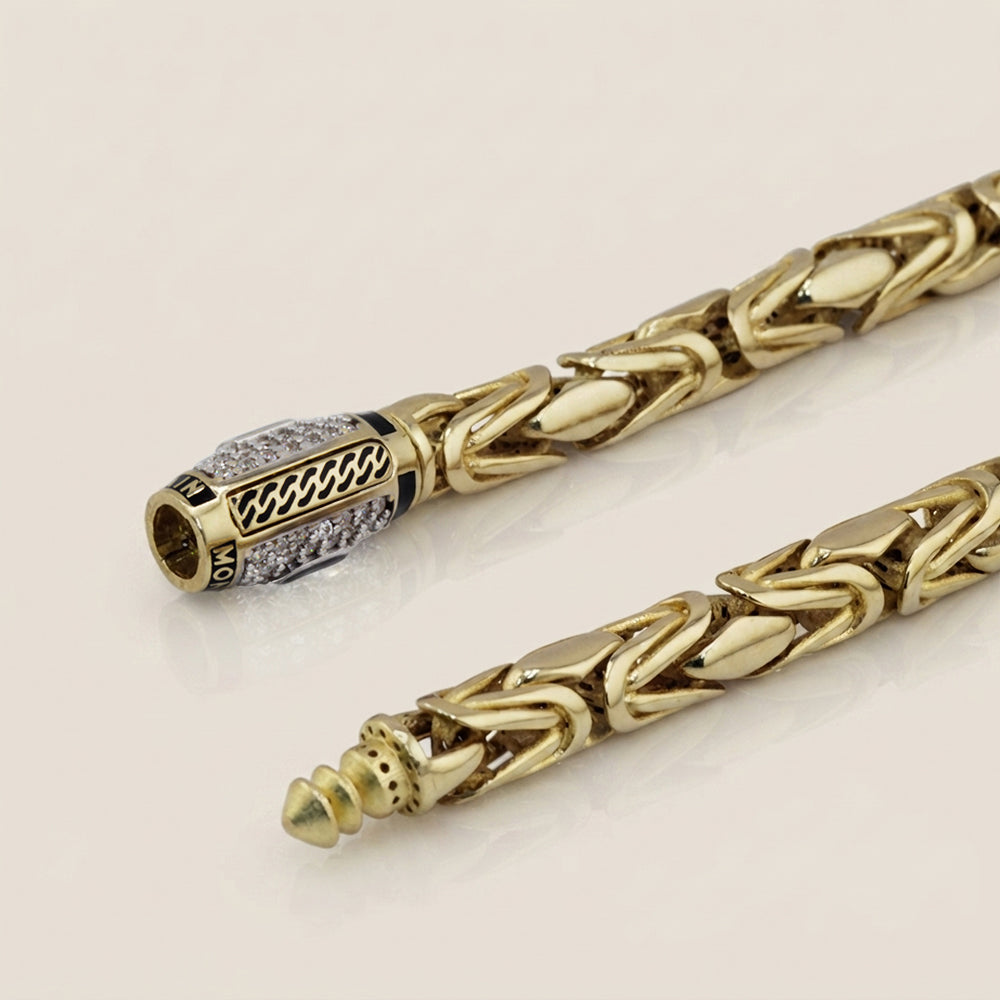 Pulsera Eslabón Turco con Circonias en Oro Amarillo de 14K