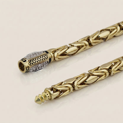 Pulsera Eslabón Turco con Circonias en Oro Amarillo de 14K