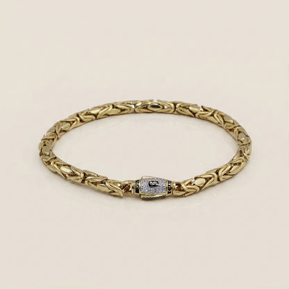 Pulsera Eslabón Turco con Circonias en Oro Amarillo de 14K