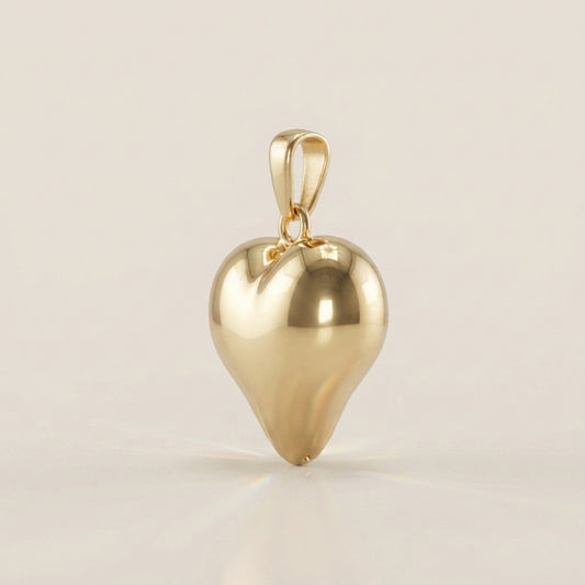 Dije Corazón Hueco en Oro Amarillo de 14K