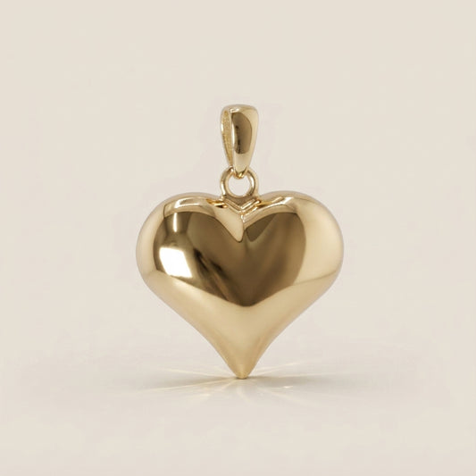 Dije Corazón Hueco en Oro Amarillo de 14K