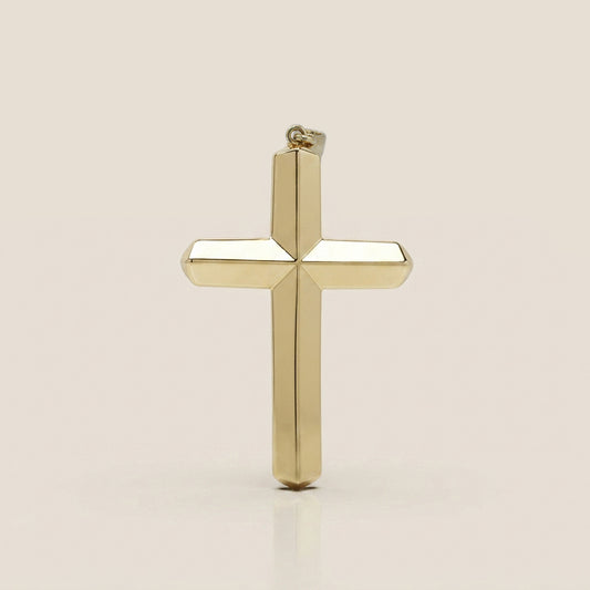 Dije Cruz Afilado en Oro Amarillo de 14K