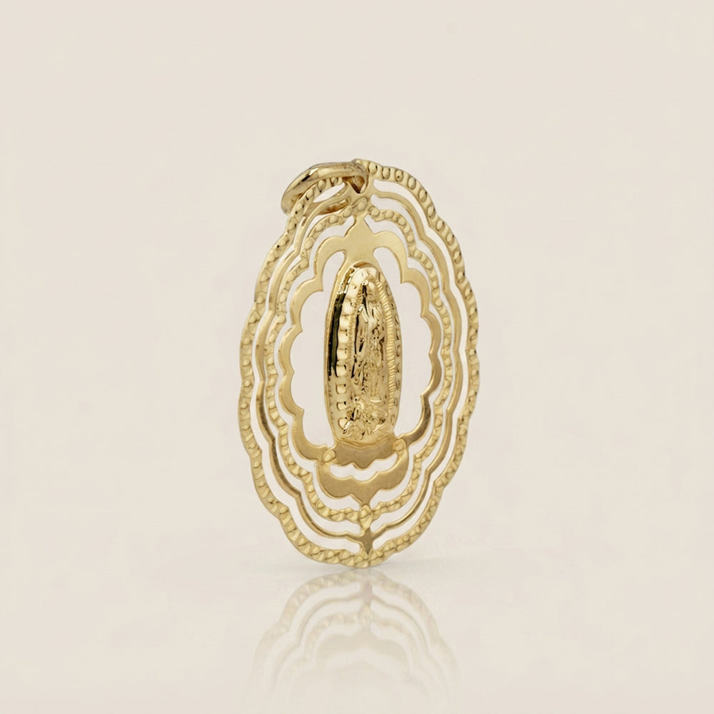 Dije Virgen de Guadalupe Varios Marcos en Oro Amarillo de 14K