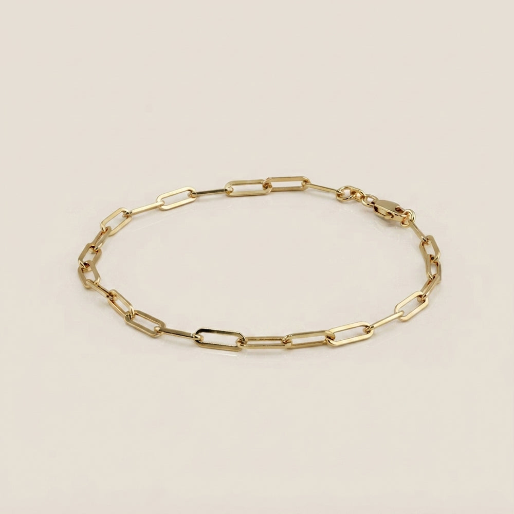 Pulsera Oval Plana en Oro Amarillo de 14K