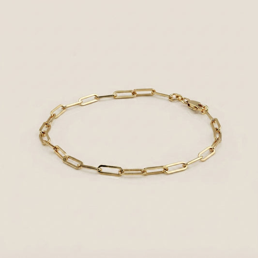 Pulsera Oval Plana en Oro Amarillo de 14K