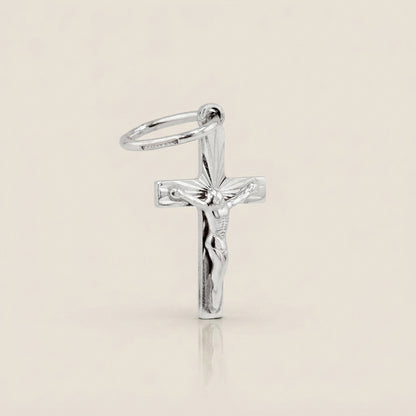 Dije Cruz en Oro Blanco de 14K