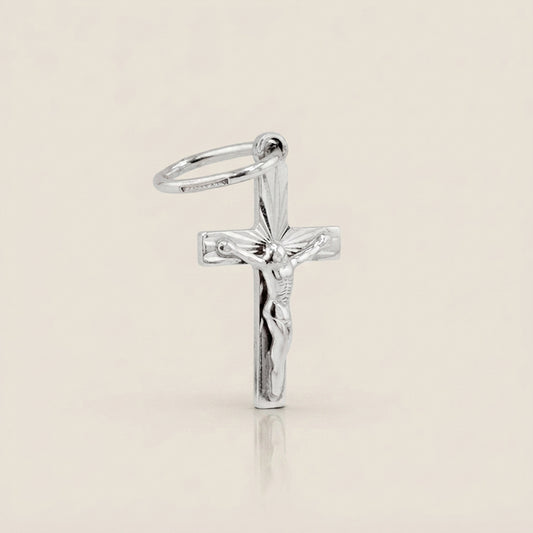 Dije Cruz en Oro Blanco de 14K