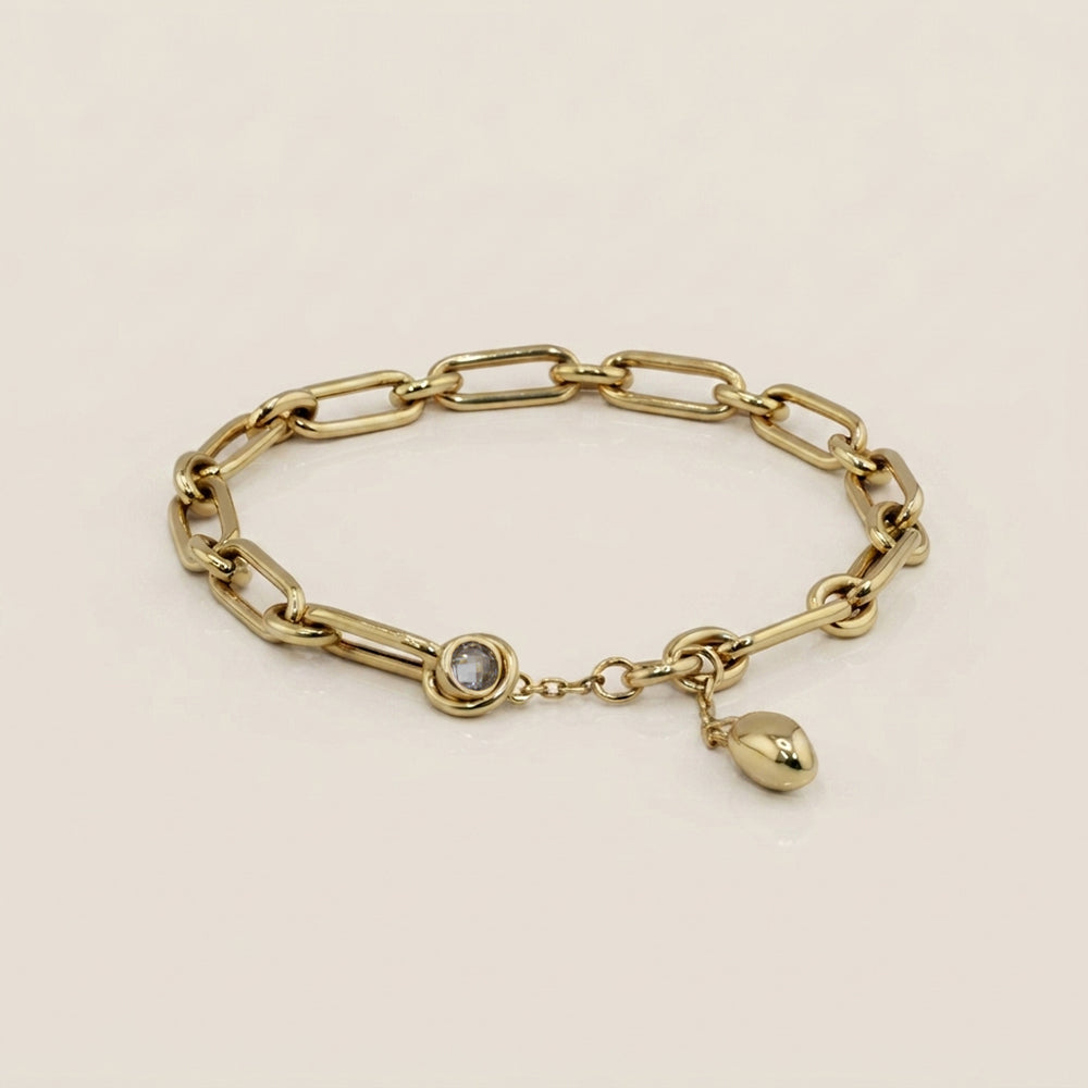 Pulsera Oval Hueca en Oro Amarillo de 14K