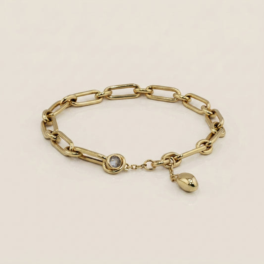 Pulsera Oval Hueca en Oro Amarillo de 14K