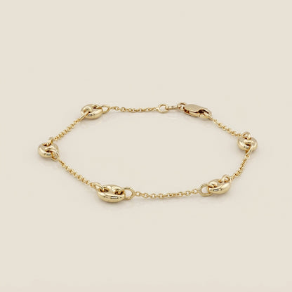 Pulsera Dije Doble Asa en Oro Amarillo de 14K