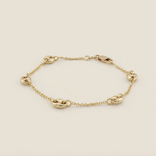 Pulsera Dije Doble Asa en Oro Amarillo de 14K