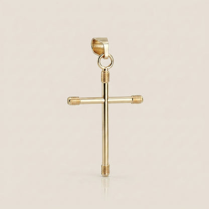 Dije Cruz Tubular en Oro Amarillo de 14K