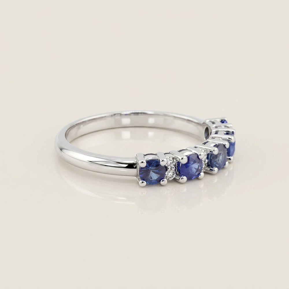Churumbela Isabel con Zafiros y Diamantes en Oro Blanco de 14K