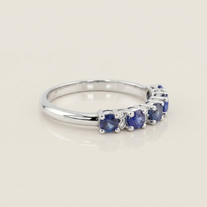 Churumbela Isabel con Zafiros y Diamantes en Oro Blanco de 14K