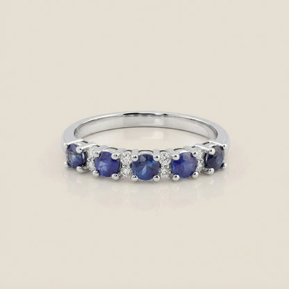 Churumbela Isabel con Zafiros y Diamantes en Oro Blanco de 14K