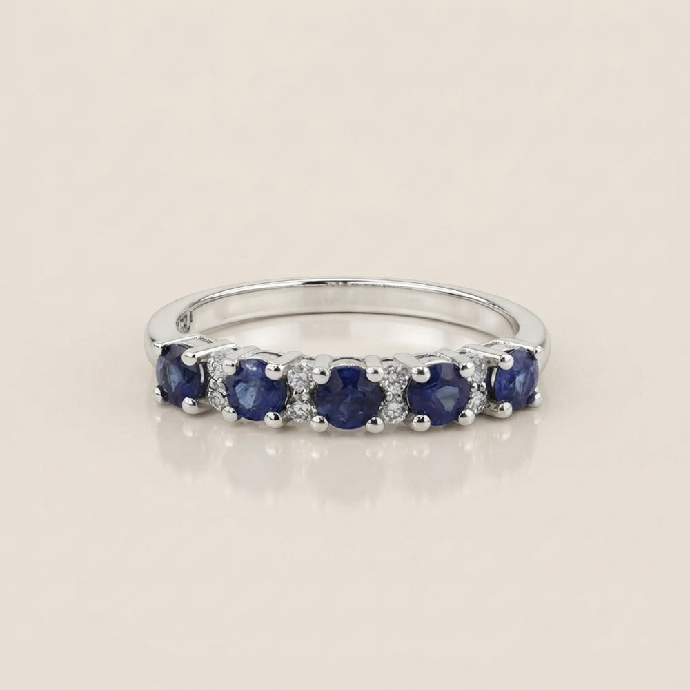 Churumbela Isabel con Zafiros y Diamantes en Oro Blanco de 14K