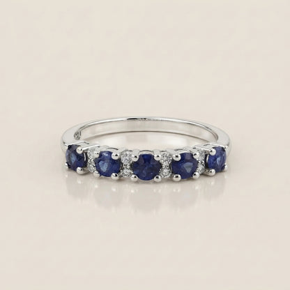 Churumbela Isabel con Zafiros y Diamantes en Oro Blanco de 14K