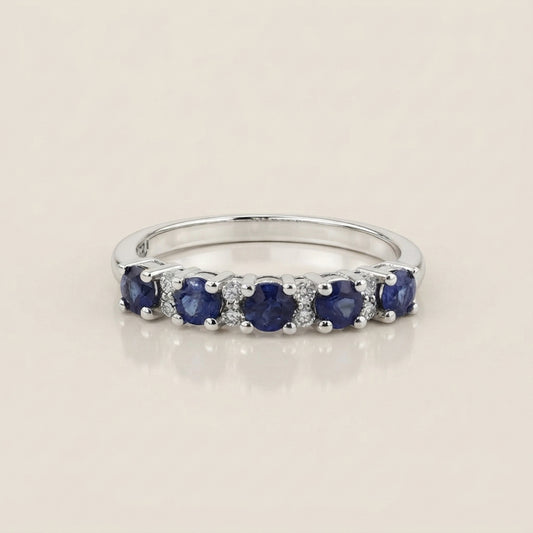 Churumbela Isabel con Zafiros y Diamantes en Oro Blanco de 14K