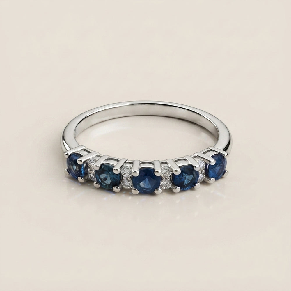 Churumbela Isabel con Zafiros y Diamantes en Oro Blanco de 14K