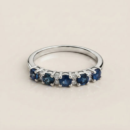 Churumbela Isabel con Zafiros y Diamantes en Oro Blanco de 14K