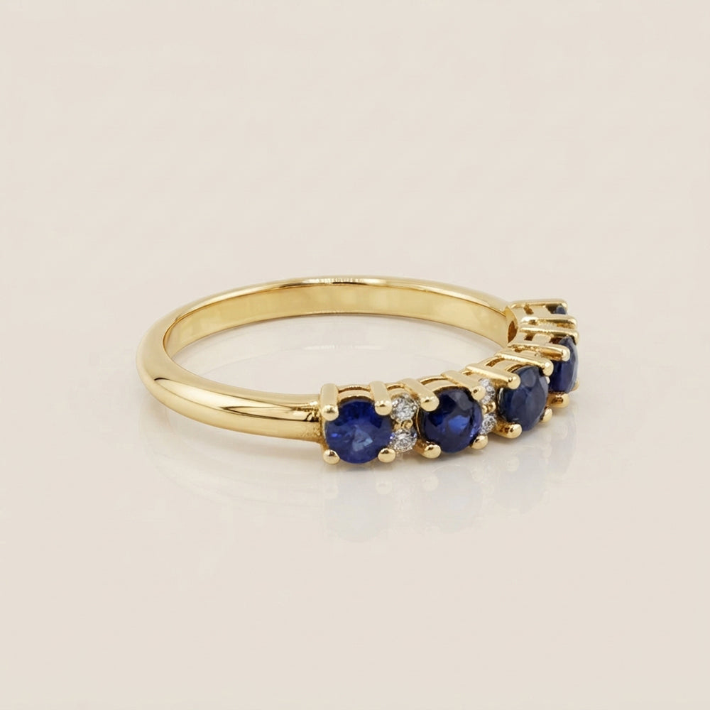 Churumbela Isabel con Zafiros y Diamantes en Oro Amarillo de 14K