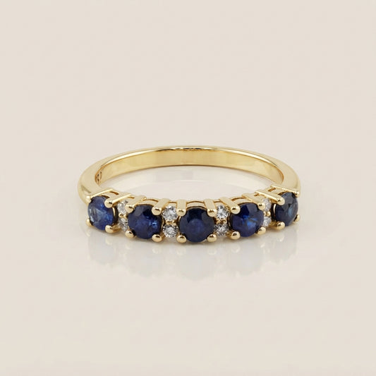 Churumbela Isabel con Zafiros y Diamantes en Oro Amarillo de 14K