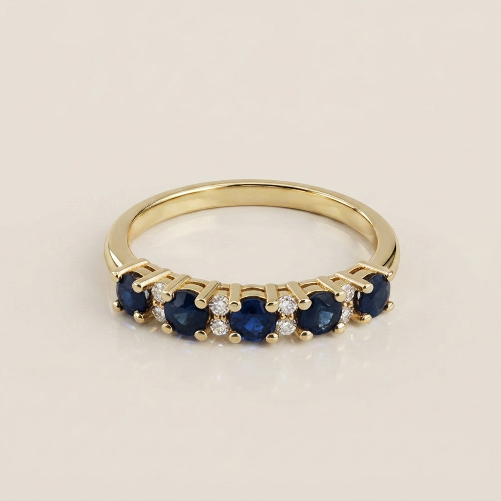 Churumbela Isabel con Zafiros y Diamantes en Oro Amarillo de 14K