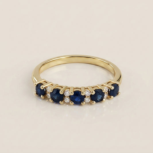 Churumbela Isabel con Zafiros y Diamantes en Oro Amarillo de 14K