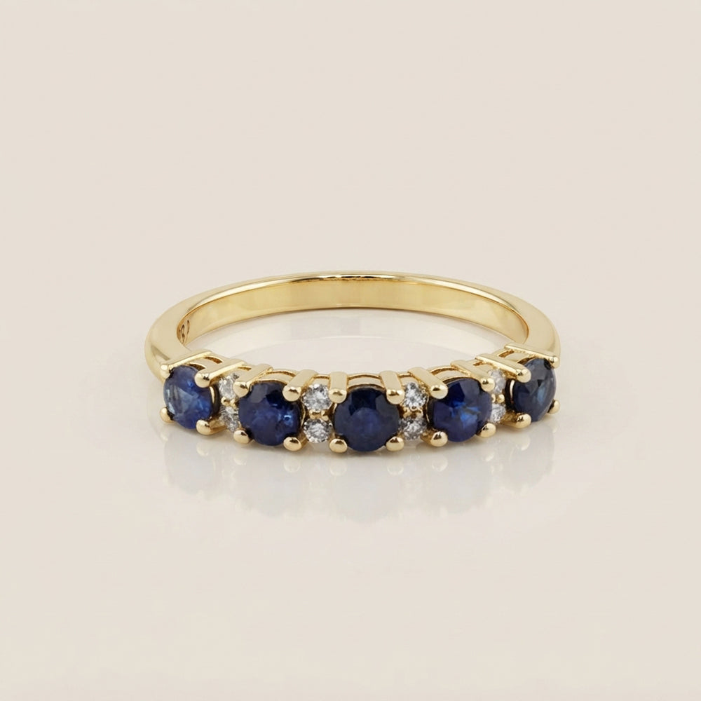 Churumbela Isabel con Zafiros y Diamantes en Oro Amarillo de 14K