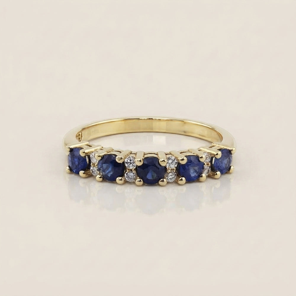 Churumbela Isabel con Zafiros y Diamantes en Oro Amarillo de 14K