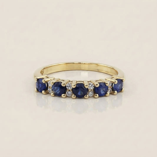 Churumbela Isabel con Zafiros y Diamantes en Oro Amarillo de 14K