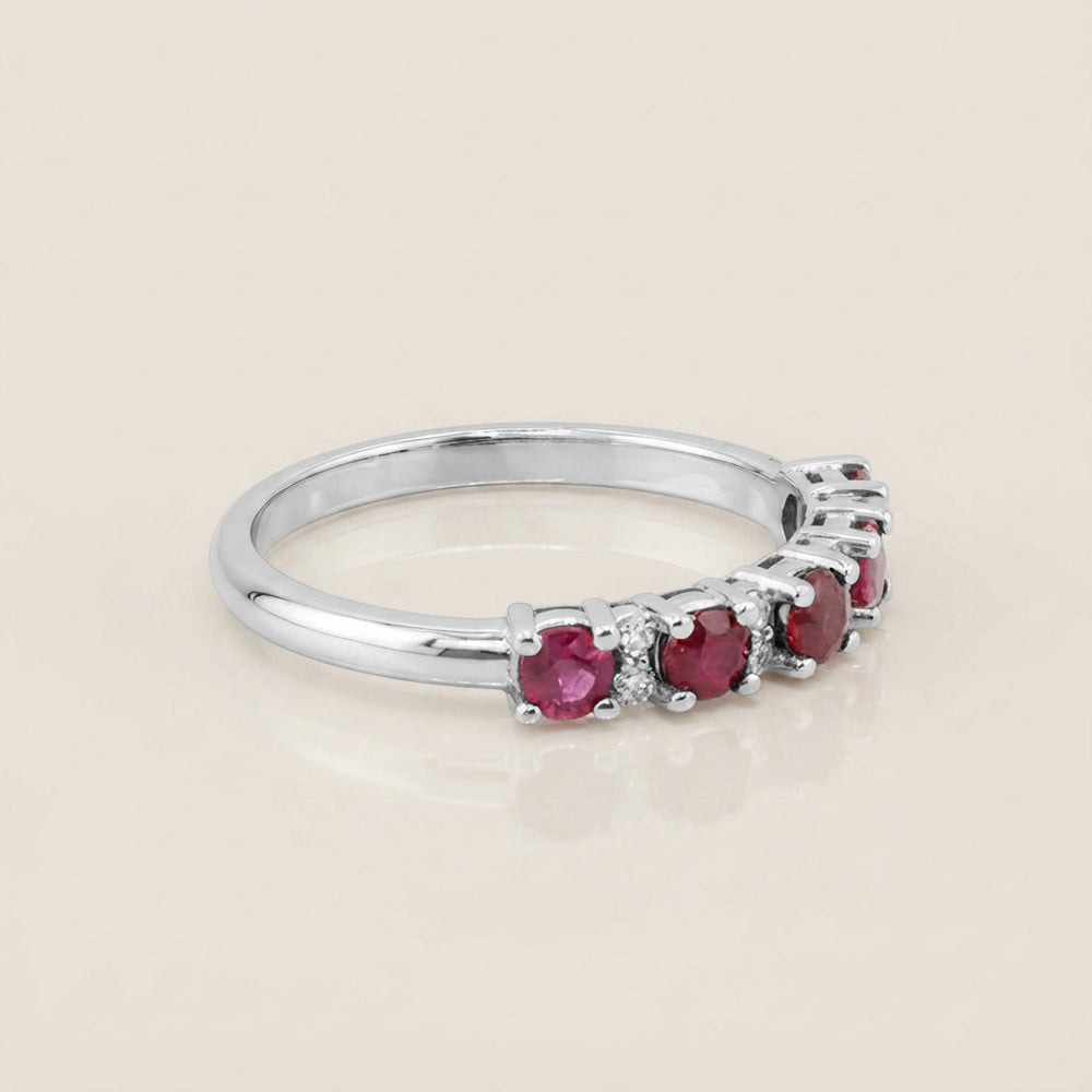 Churumbela Isabel con Rubíes y Diamantes en Oro Blanco de 14K